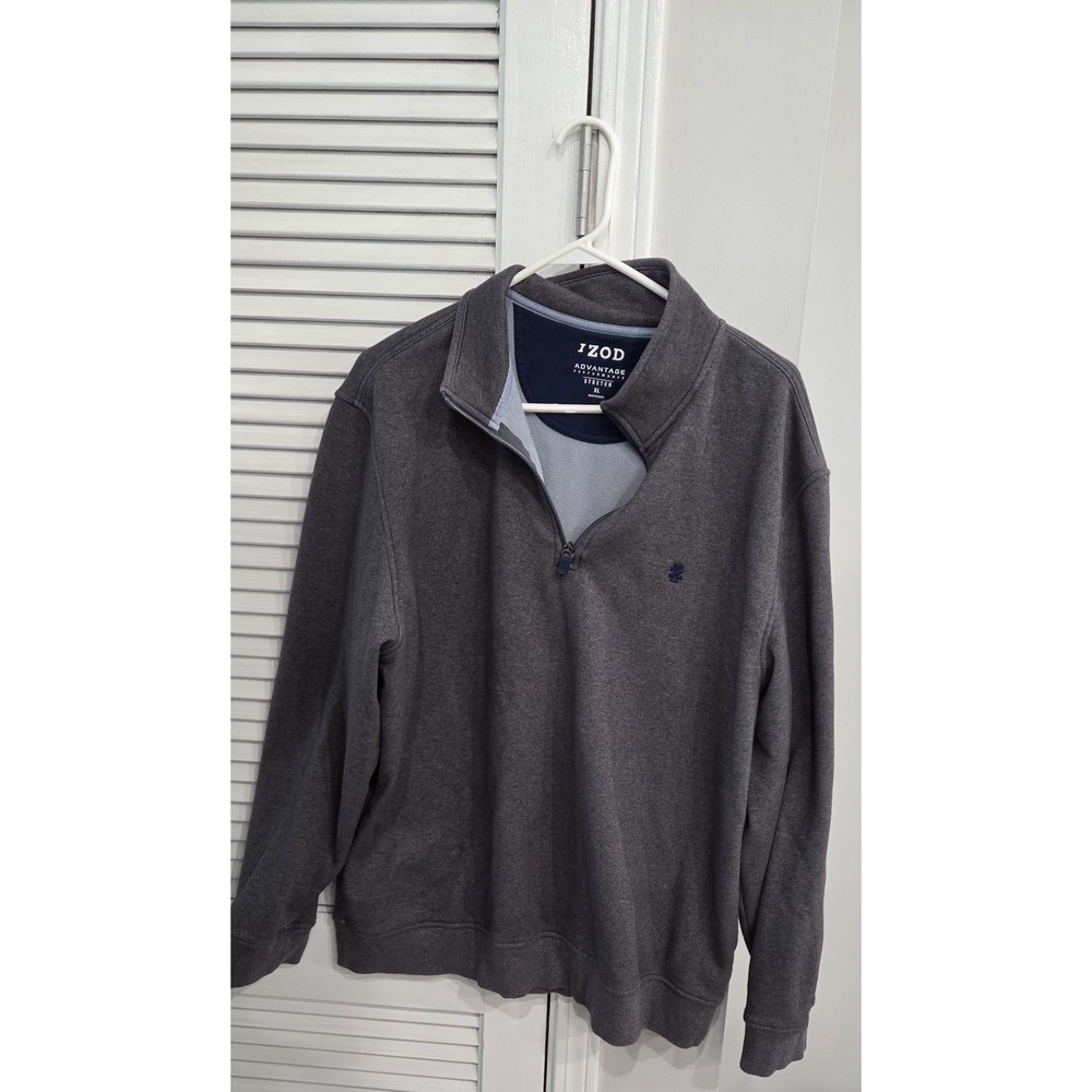 IZOD Advantage Men’s XL Gray 1/4 Zip Stretch Pullover Mock Neck Top